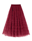 Flowy Layered Mesh Midi Skirt