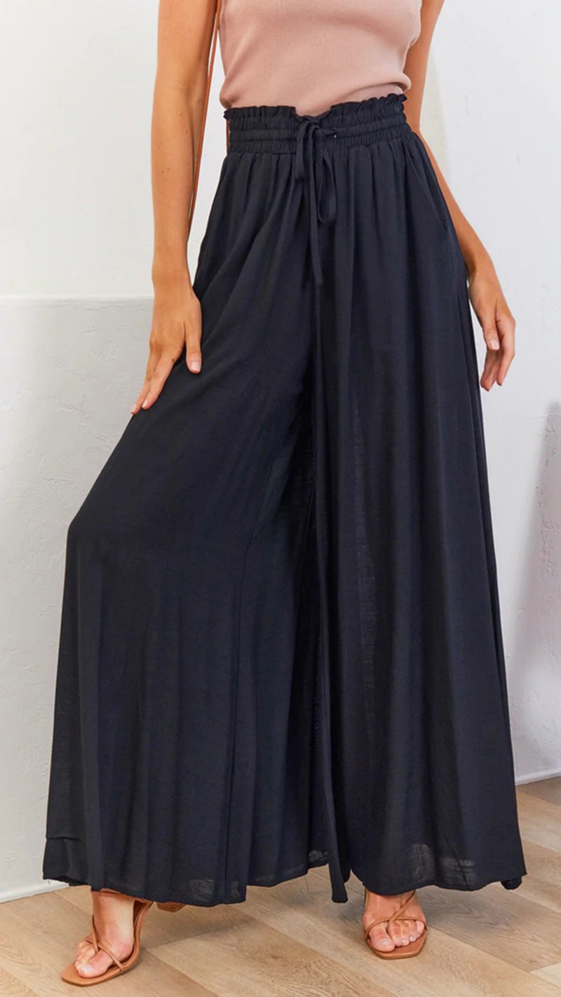 High Waist Elastic Wide-Leg Pants