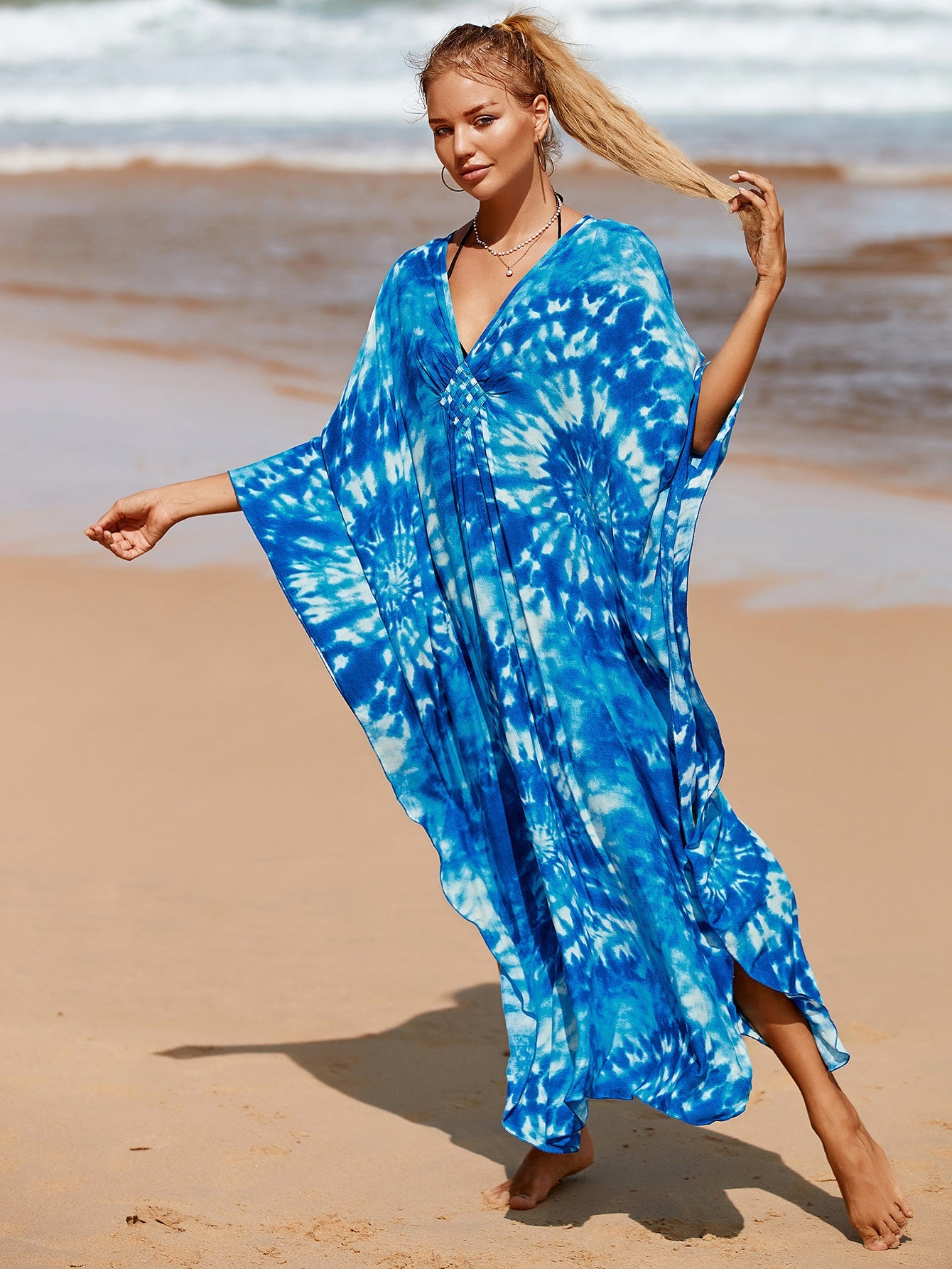 Chic Kimono-Style Dress in Amber Tide Hues