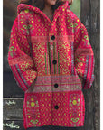 Relaxed Fit Abstract Print Cape Jacket