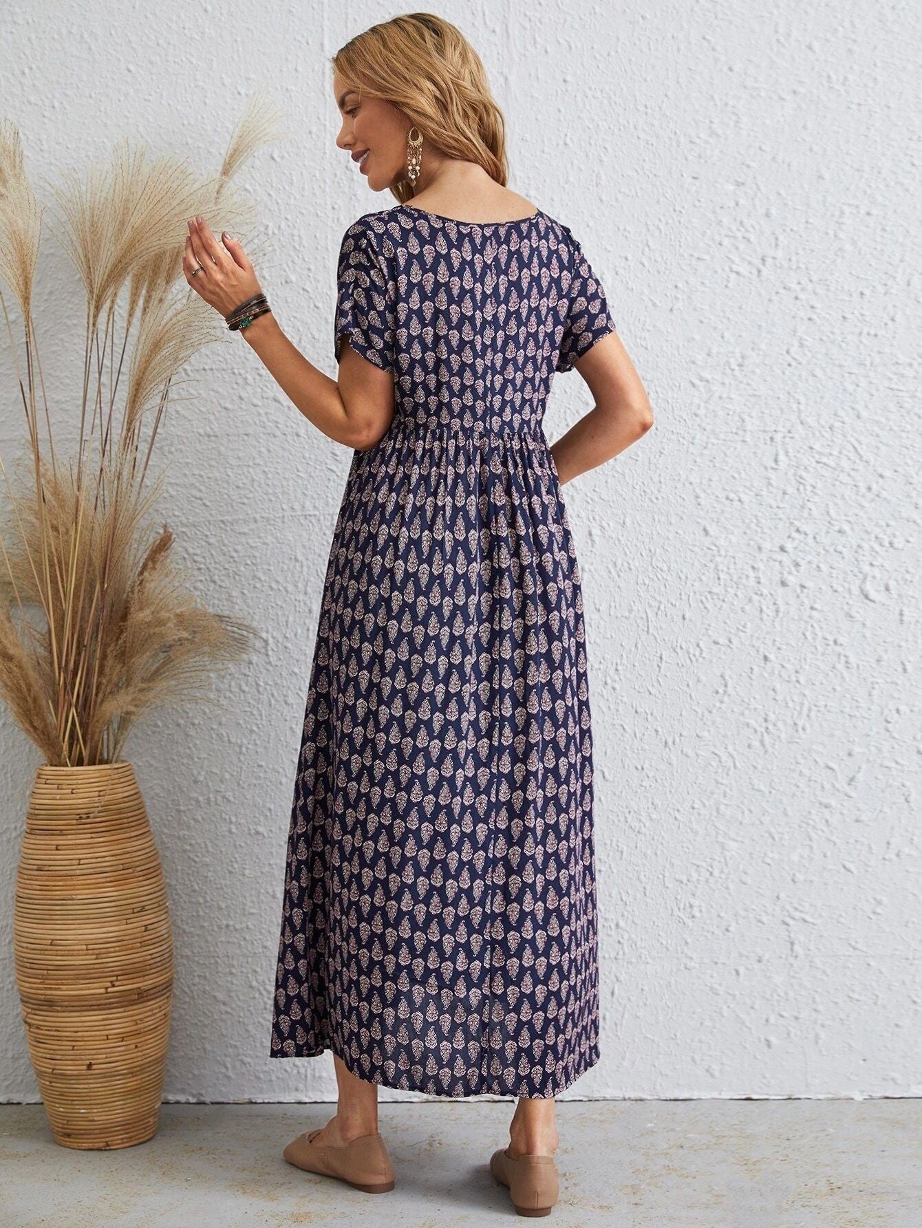 Soft Flowing Maxi Dress with Sleeves