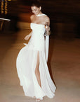 Strapless Patchwork Mesh Asymmetrical Maxi Dress