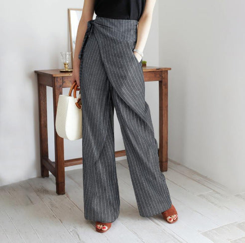 Fashion Lace-Up Striped Pants