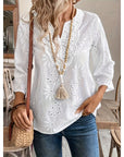 Loose Fit V-Neck Embroidered Top