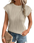 Ribbed Round Neck Tops