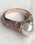 Trendy Gold-Plated Pearl Ring Women