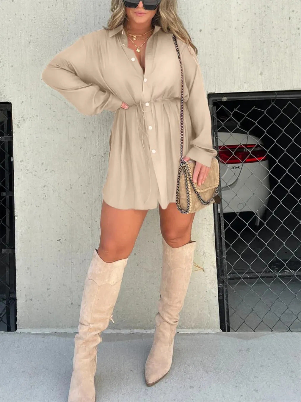 Splendid Teal Tie Waist Dress for Casual Walks