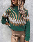 High Collar Long Sleeve Loose Casual Knit Sweater