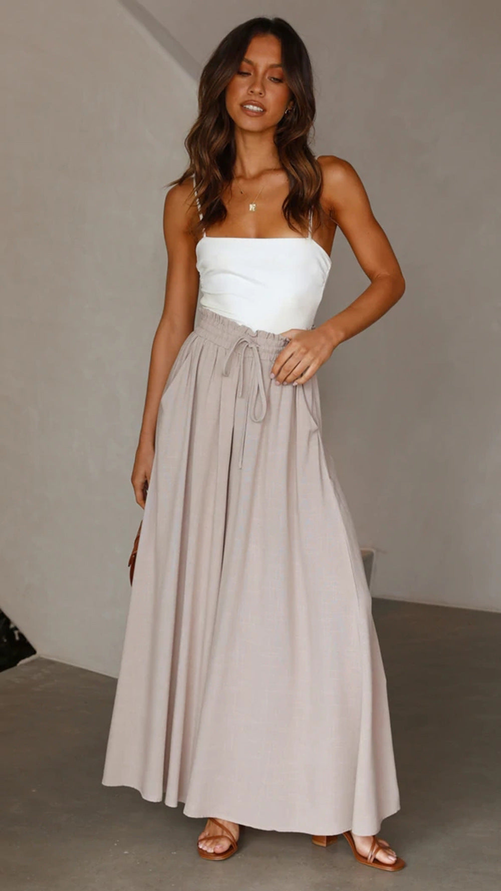High Waist Elastic Wide-Leg Pants
