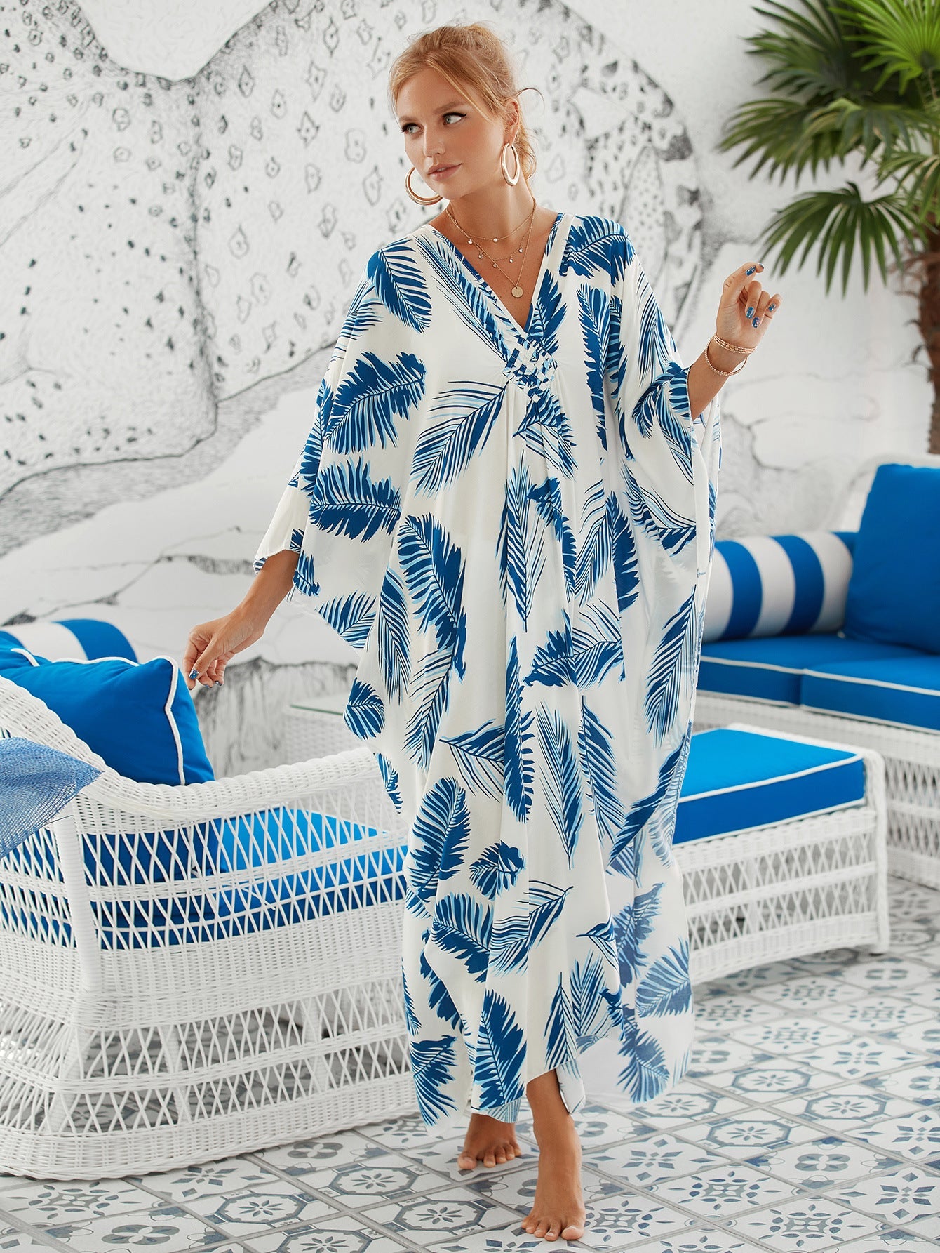 Ocean Haze Flowy Midi Dress