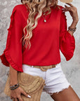 Elegant Round Neck Lace Trim Top