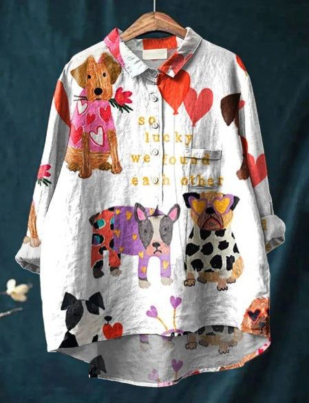 Cute Chloe Dog Drawing Print T-Shirt