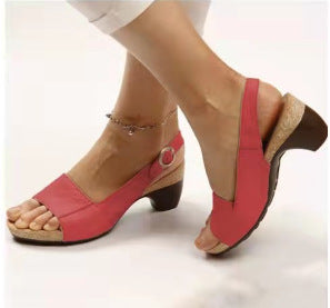 Summer Thick Heel Buckle Sandals