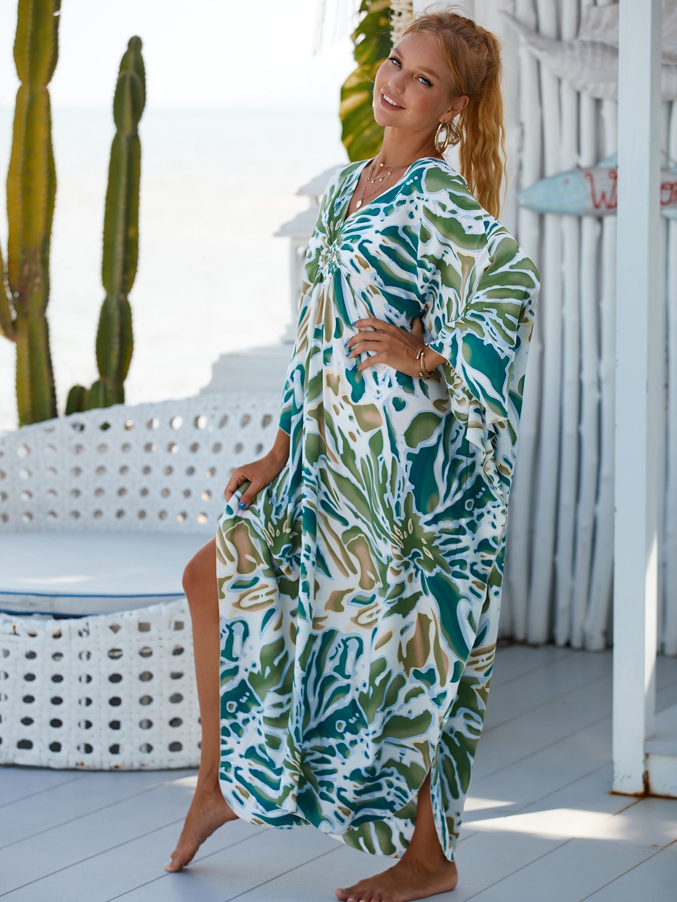 Chic Linen Dress with Ocean Pearl Vibes