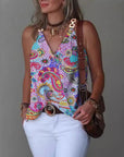 Printed V-Neck Vest Top