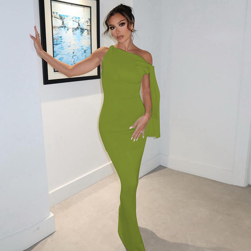Stylish One Shoulder Party Dress Women