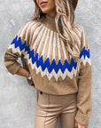 High Collar Long Sleeve Loose Casual Knit Sweater