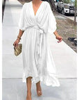 Tie Waist Batwing Long Dress
