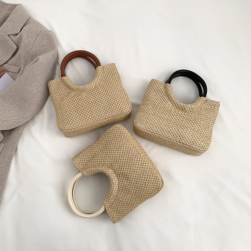 Korean-Style Woven Straw Handbag