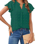 Trendy V-neck Pleated Sleeve Top