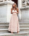 Flowy Layered Mesh Midi Skirt