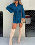 Splendid Teal Tie Waist Dress for Casual Walks