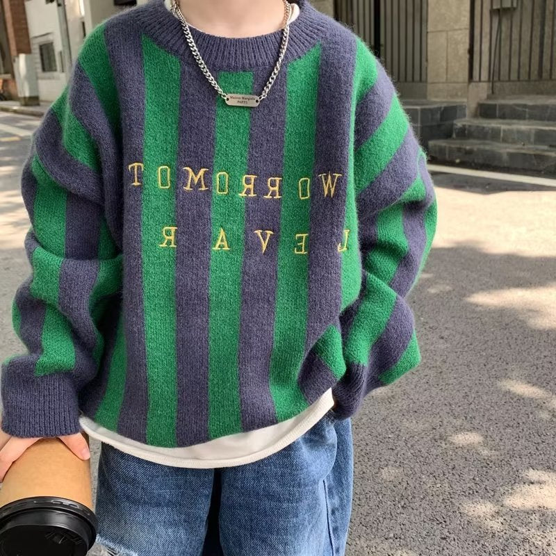 Stripe Fashion Knitted Top Sweater