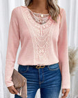 Lace Patchwork Round Neck Top