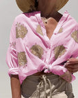Long Sleeve Button Print Shirt