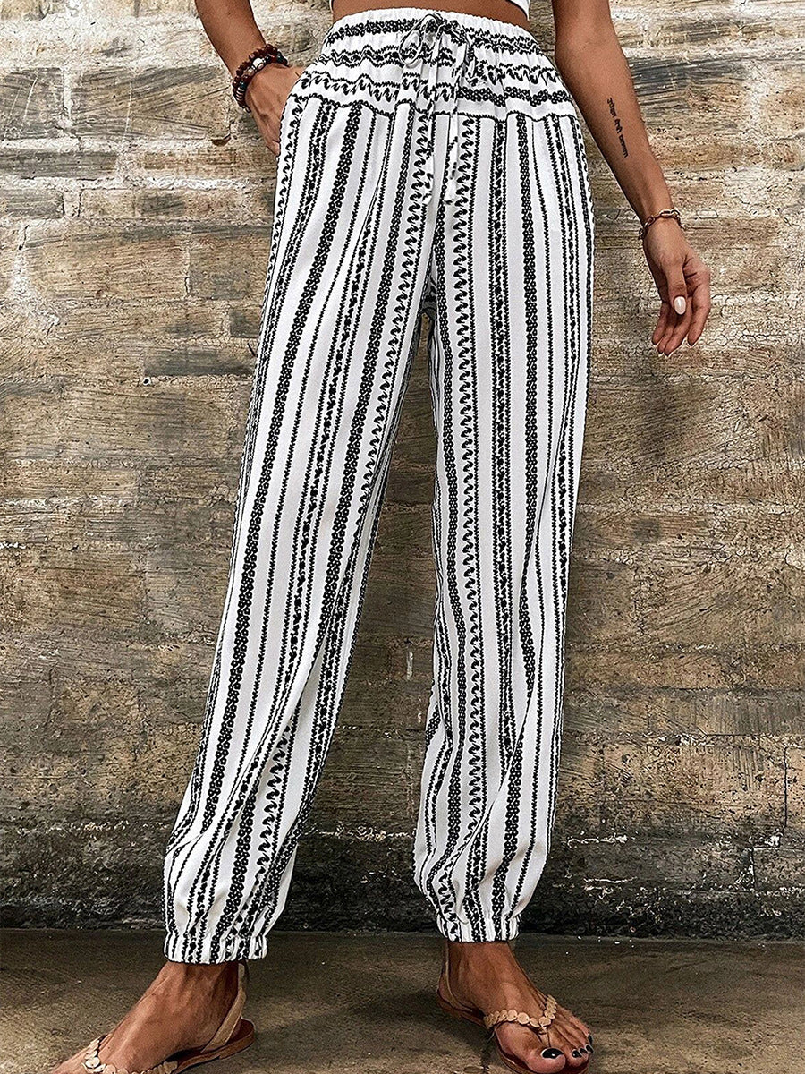 High Waist Striped Pants