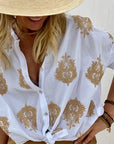Long Sleeve Button Print Shirt
