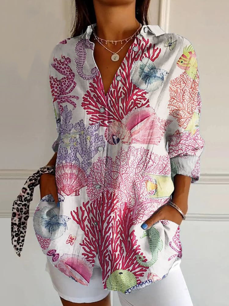 All Over Floral Pattern Blouse Casual Style
