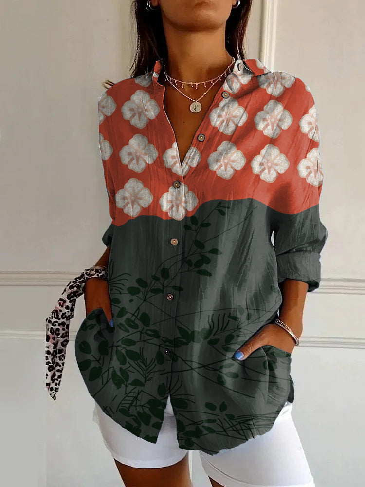 Modern Casual Blouse with Floral Design