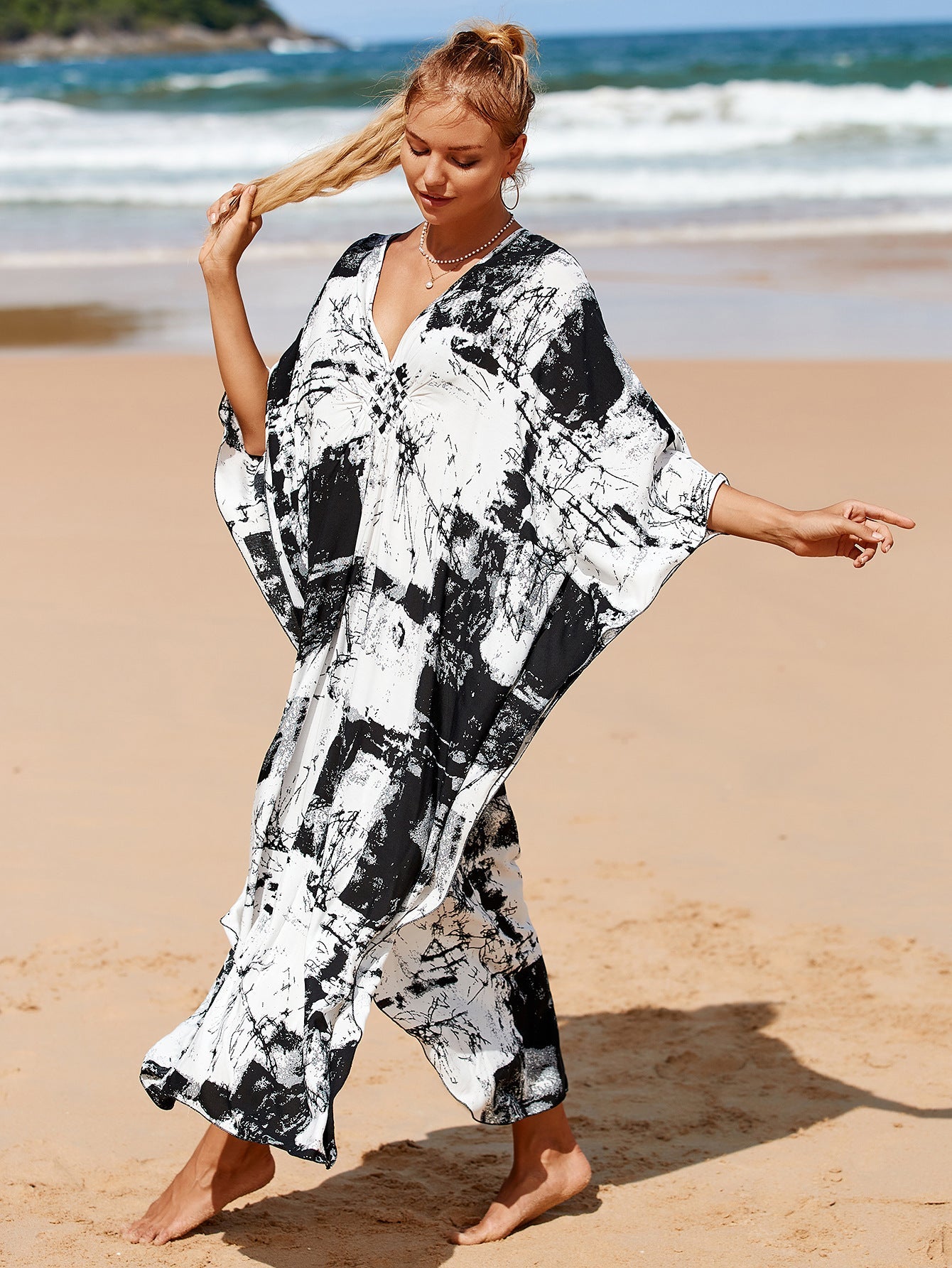 Feminine Wrap Dress in Whisper Fade Tones