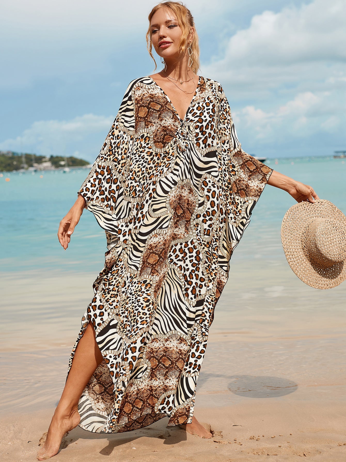 Elegant Lounge Dress in Luxe Snake Design