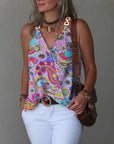 Printed V-Neck Vest Top