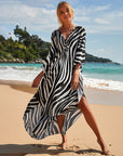 Chic Silk Kimono Dress in Exotic Tropic Print