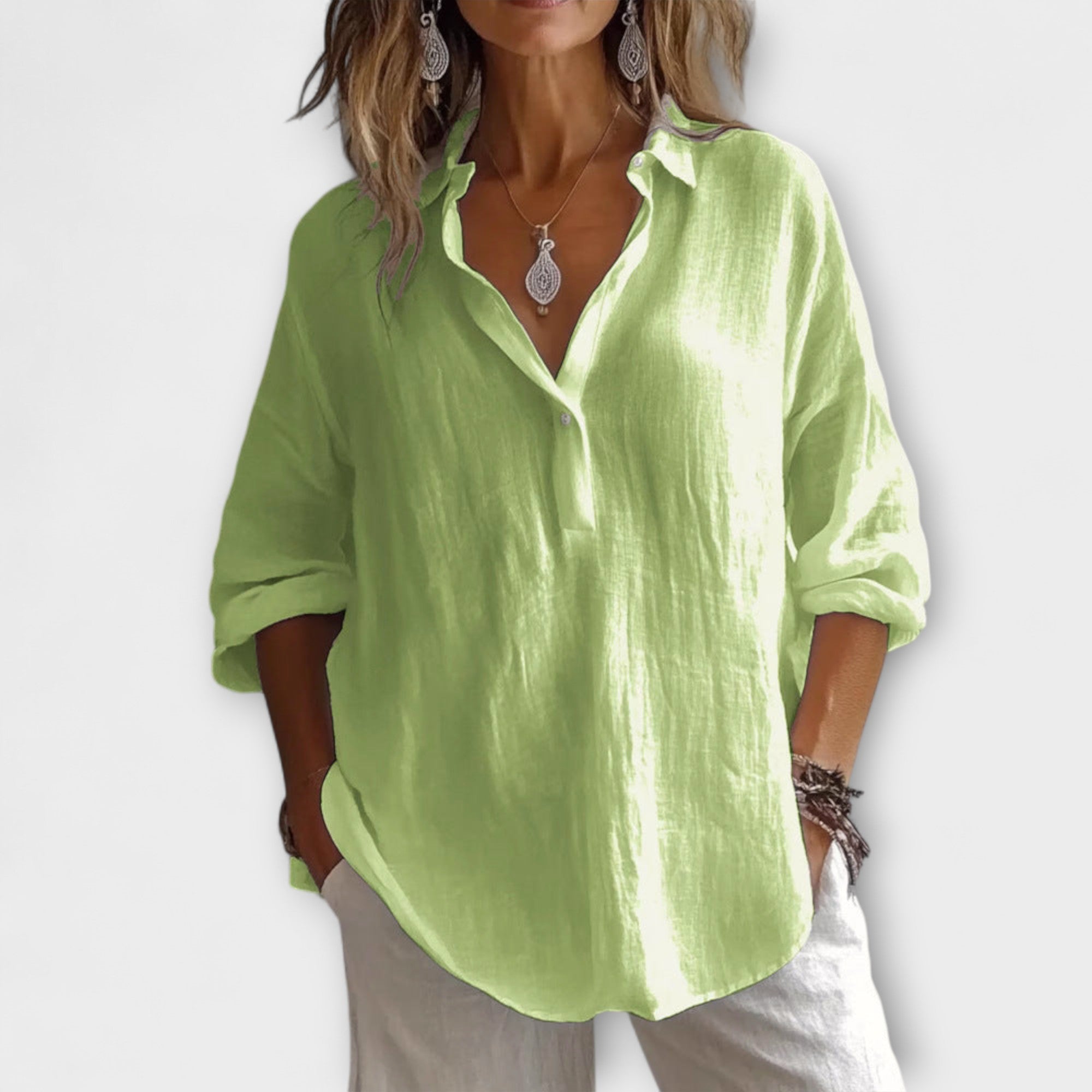 Soft Cotton Blend Blouse – Flowy, Elevated Essential for Workdays or Relaxed Weekend Looks