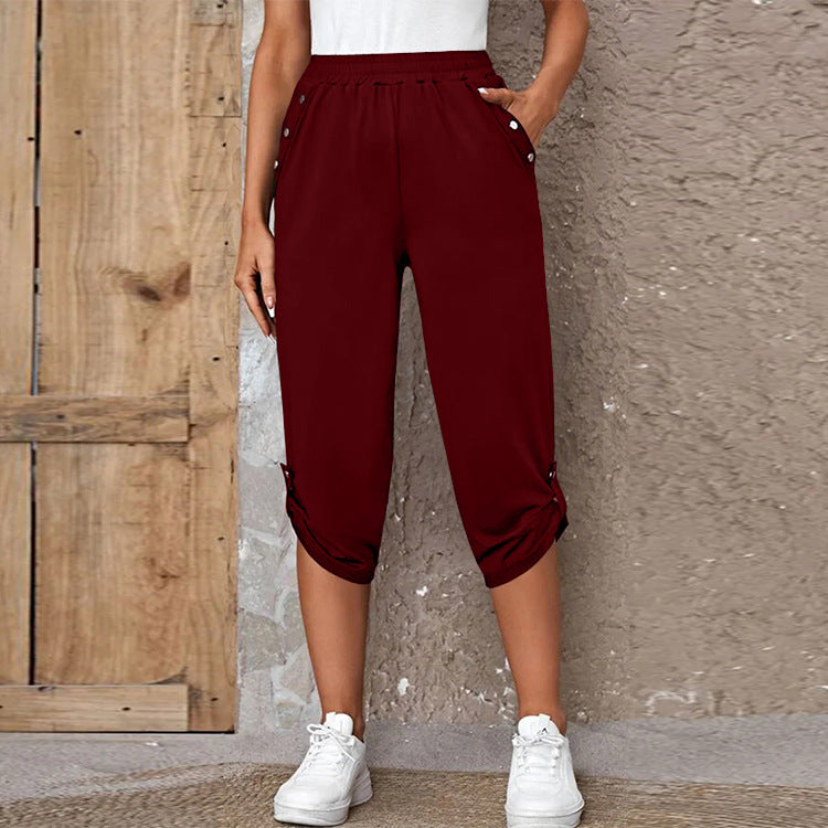 Fashion Casual Elastic Seven Point Pants