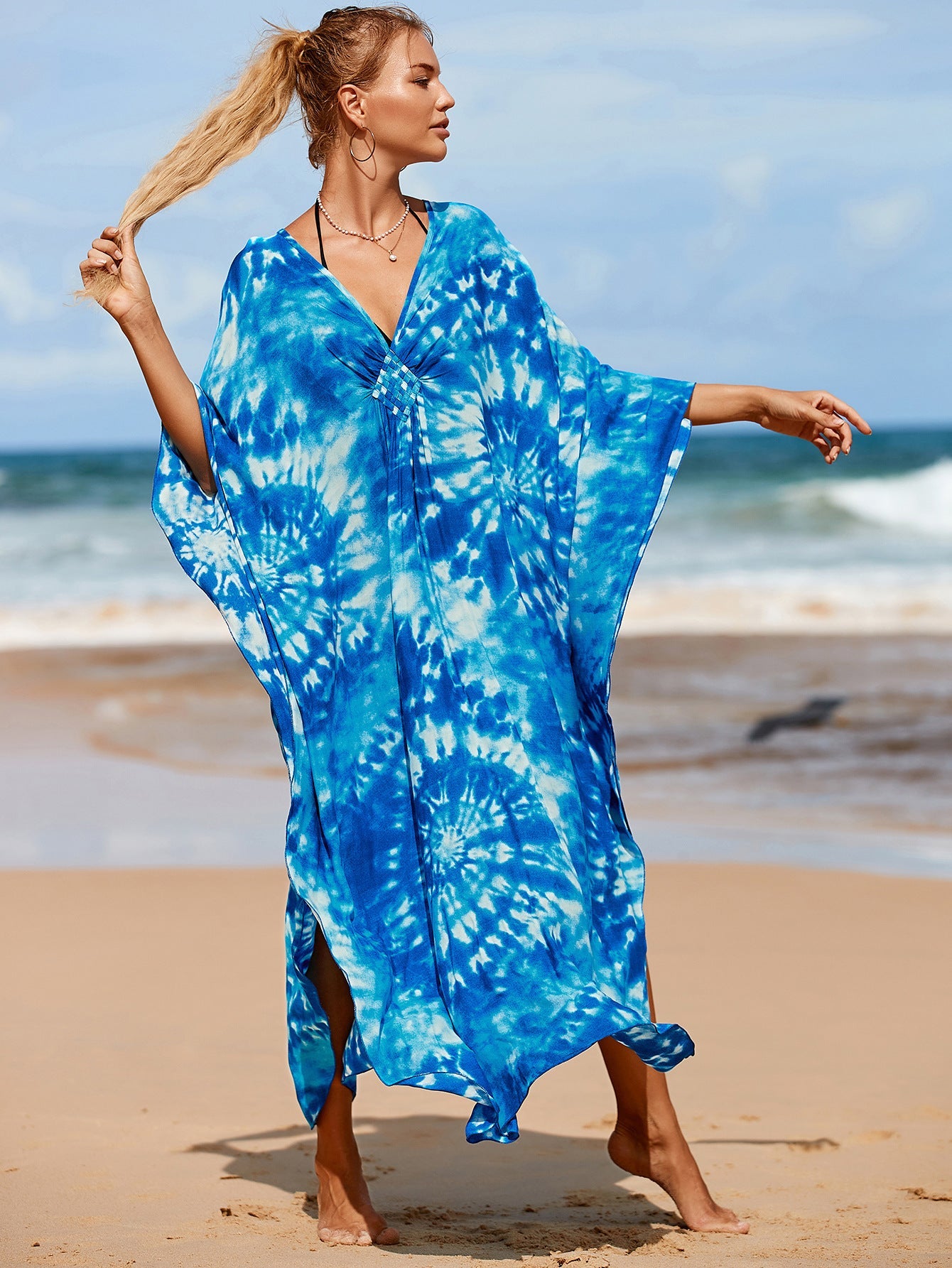 Chic Kimono-Style Dress in Amber Tide Hues