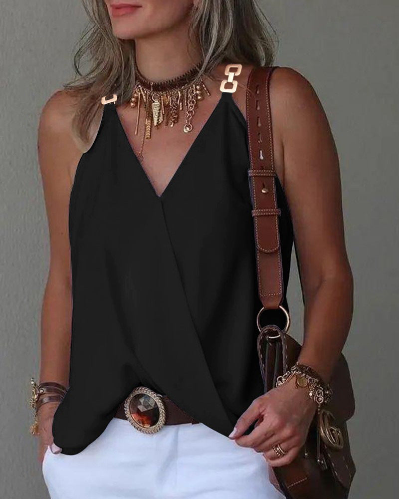 Printed V-Neck Vest Top
