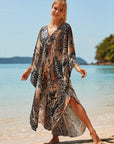 Coral Breeze Wrap Dress with Kimono Sleeves