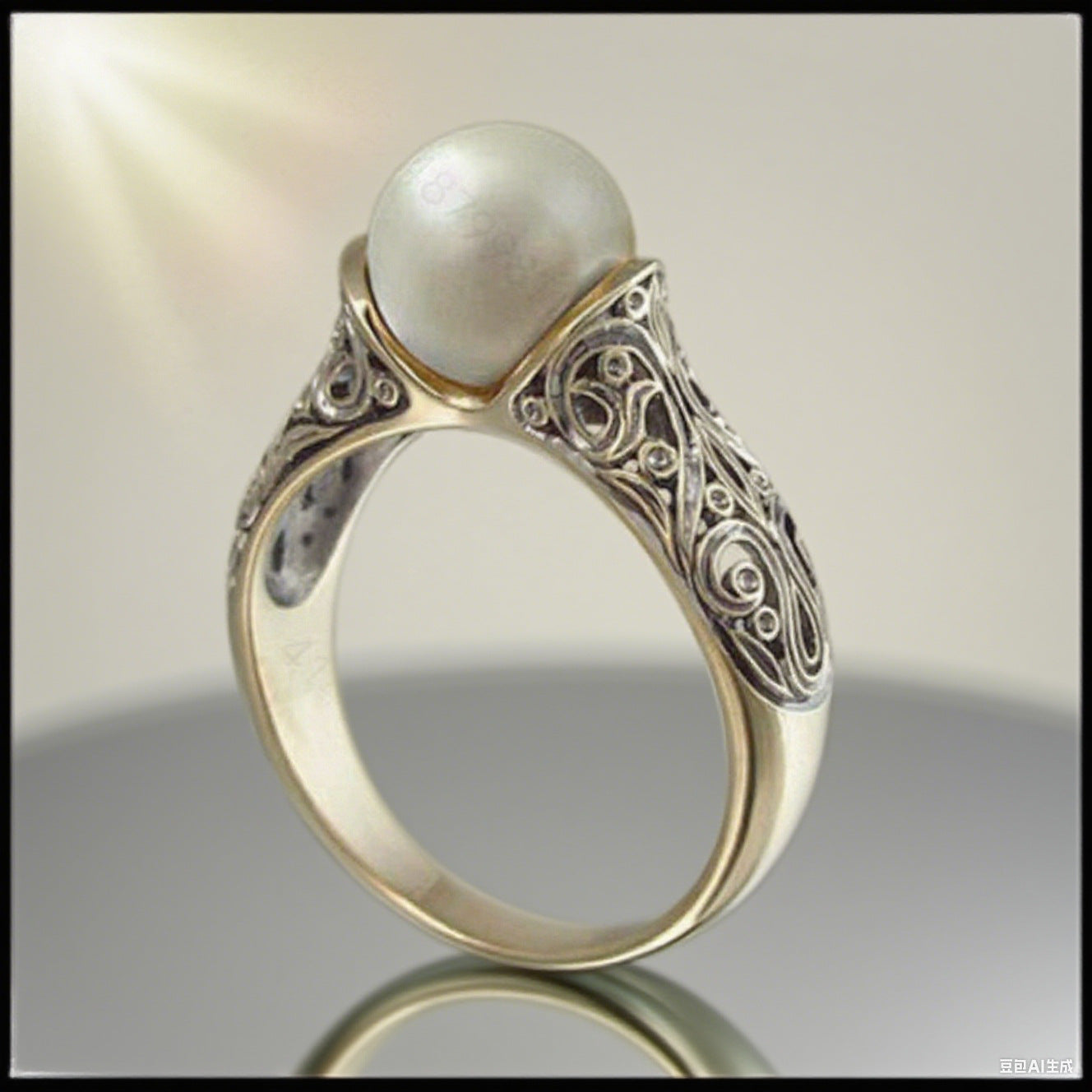 Trendy Gold-Plated Pearl Ring Women