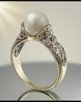 Trendy Gold-Plated Pearl Ring Women