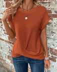 Elegant Short Sleeve Twist Top