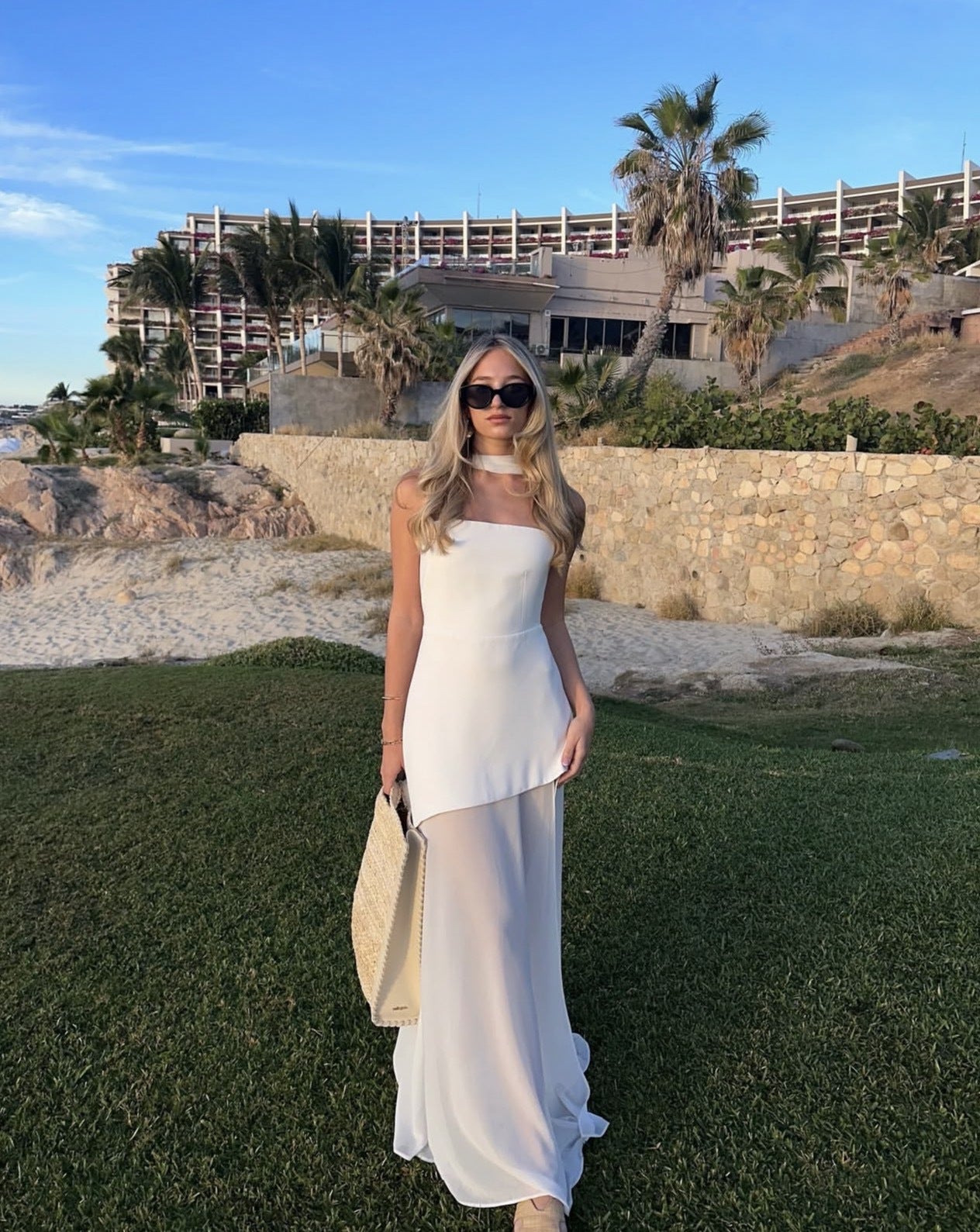 Strapless Patchwork Mesh Asymmetrical Maxi Dress