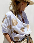 Long Sleeve Button Print Shirt