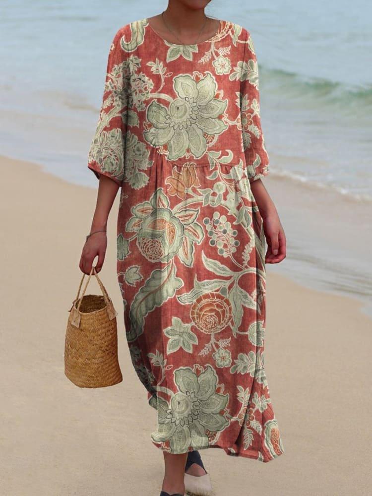Trendy Floral Printed Midi Dress