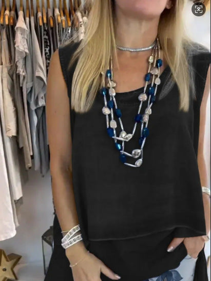 Flowy Sleeveless Tunic Top for Casual Wear