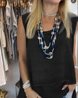 Flowy Sleeveless Tunic Top for Casual Wear